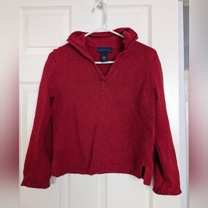 Charter Club Red Cotton Knit Pullover Collar Sweater Size small